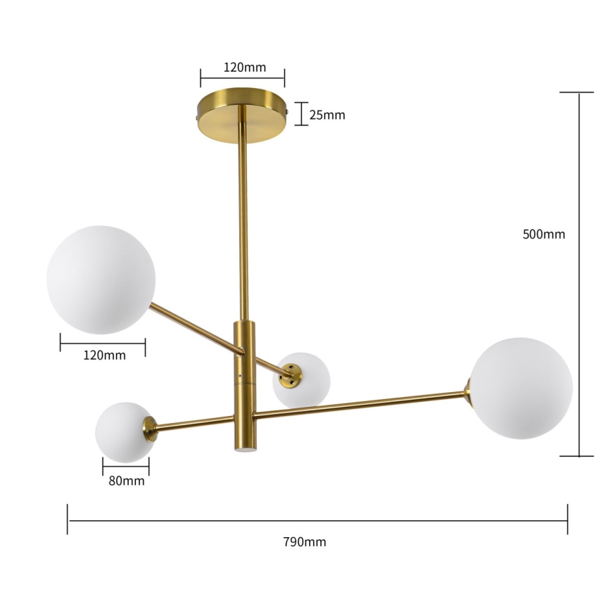 Varrellinen kattokruunu DORADO 4xG9/40W/230V, kultainen