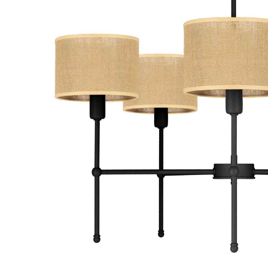 Varrellinen kattokruunu MADELA 5xE14/40W/230V juutti/musta