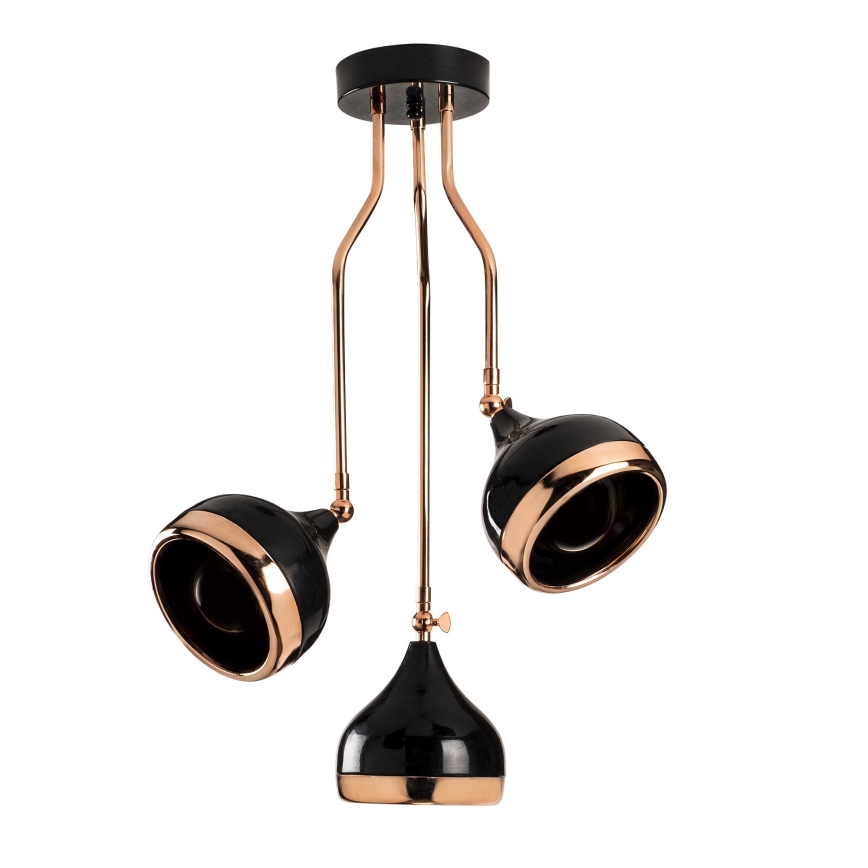 Varrellinen kattokruunu YILDO 3xE27/40W/230V musta/kupari