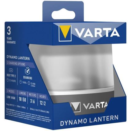 Varta 17670101111 - LED Ladattava kevyt DYNAMO LANTERN LED/5V 350 mAhIP54