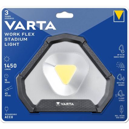 Varta 18647101401 - Kannettava LED-työvalo WORK FLEX LED/12W/5V 5200 mAh IP54