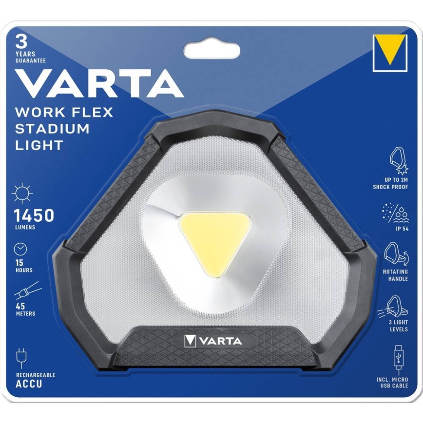 Varta 18647101401 - Kannettava LED-työvalo WORK FLEX LED/12W/5V 5200 mAh IP54