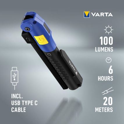 Varta 18649101401 - Ladattava LED-taskulamppu WORK FLEX F20R LED/5V IP54