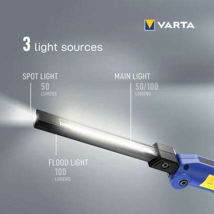 Varta 18649101401 - Ladattava LED-taskulamppu WORK FLEX F20R LED/5V IP54