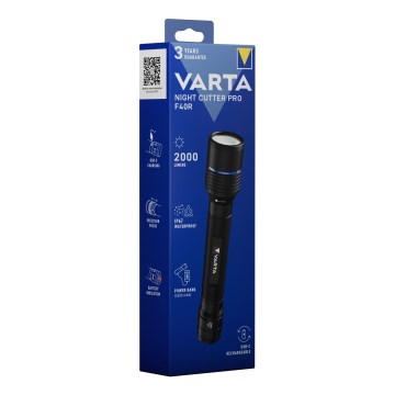 Varta 18922101111 - Ladattava LED-taskulamppu varavirtalähteellä NIGHT CUTTER PRO F40R LED/USB IP67 5200 mAh