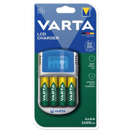 Varta 57070201451 - LCD-akkulaturi 4xAA/AAA 2600mAh 5V