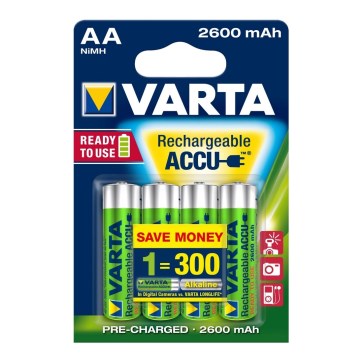 Varta 5716 - 4 kpl Ladattavat paristot ACCU AA NiMH/2600mAh/1,2V