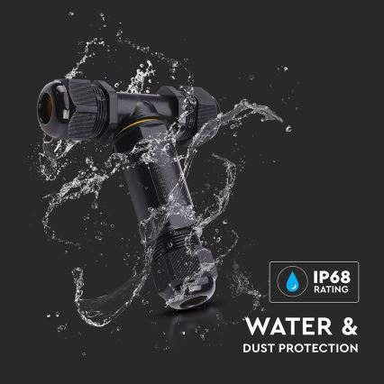 Vedenon kestävä liitäntäliitin IP68 musta