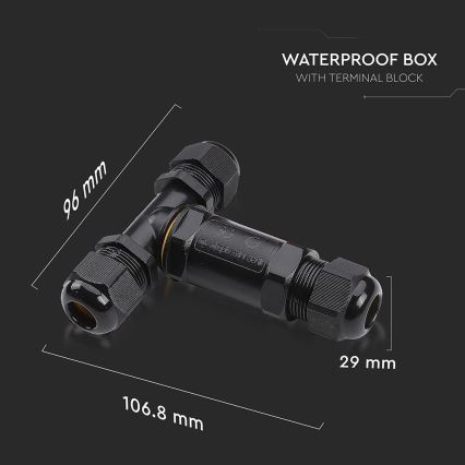 Vedenon kestävä liitäntäliitin IP68 musta