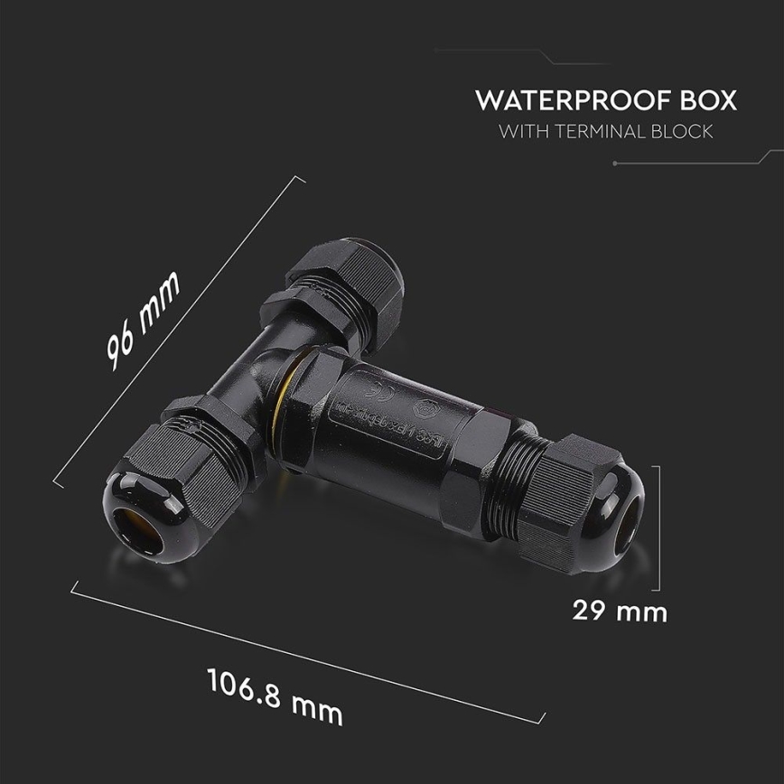 Vedenon kestävä liitäntäliitin IP68 musta