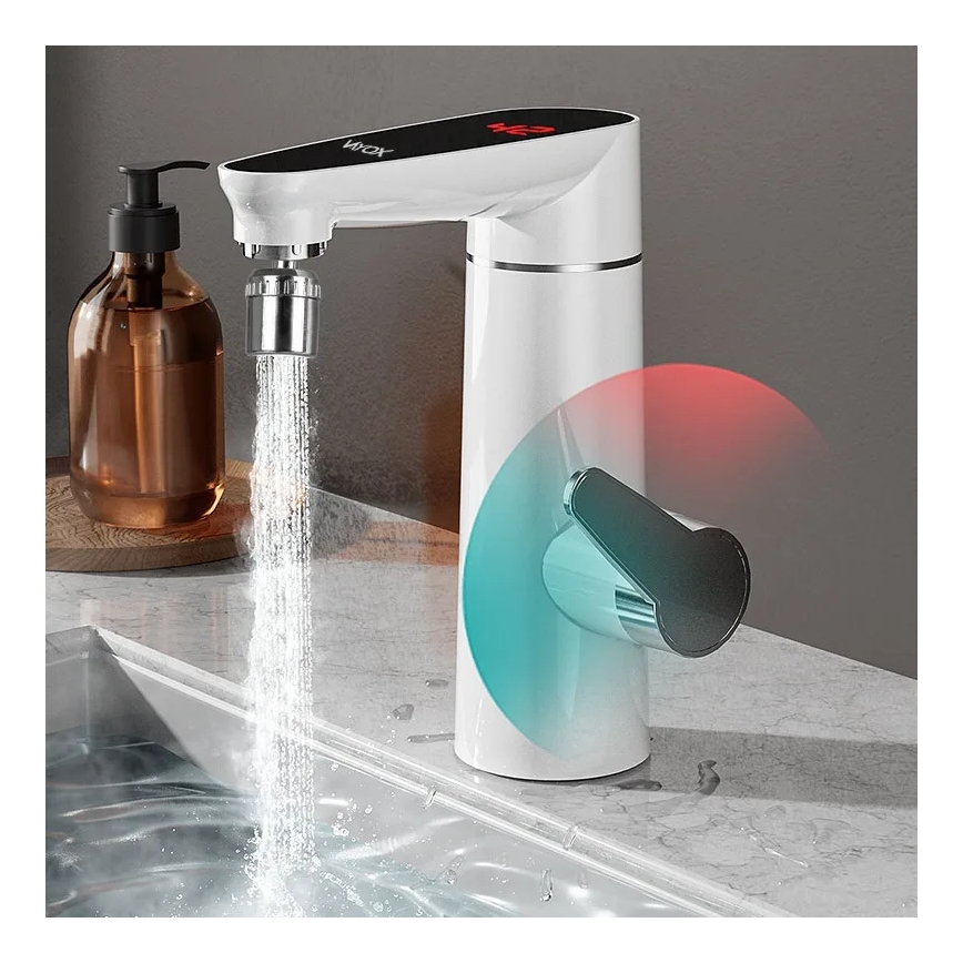 Vedenvesivaraaja LED-näytöllä 3000W/230V IPX4 valkoinen