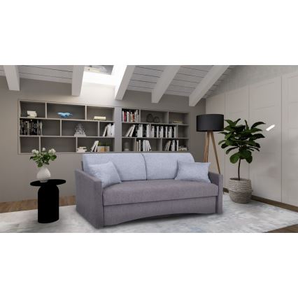 Verhoiltu kolmen hengen vuodesohva PAUL – sopii päivittäiseen nukkumiseen, käsinojilla, harmaa