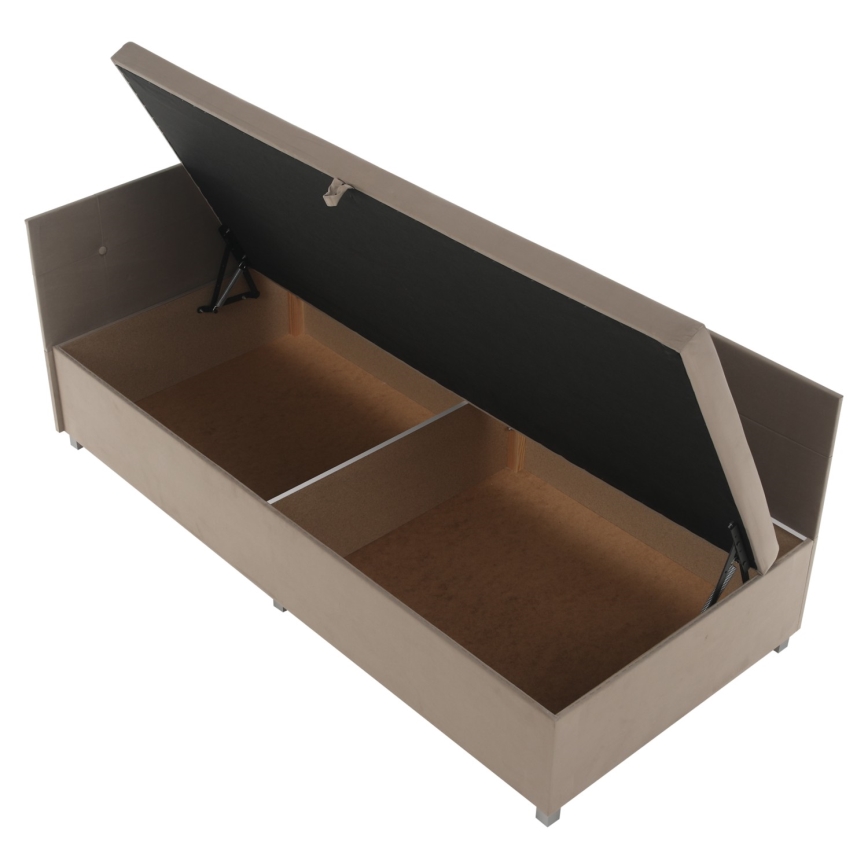 Verhoiltu sänky universaalilla päädyllä ja säilytystilalla AMSTERDAM 90x200 cm beige