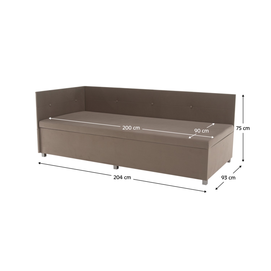 Verhoiltu sänky universaalilla päädyllä ja säilytystilalla AMSTERDAM 90x200 cm beige