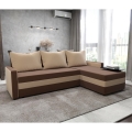 Verhoiltu käännettävä vuodeksi avattava L-muotoinen kulmasohva BRISTOL ruskea/beige