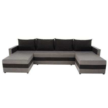 Verhoiltu, monikäyttöinen U-muotoinen avattava sohva BRISTOL, harmaa/musta