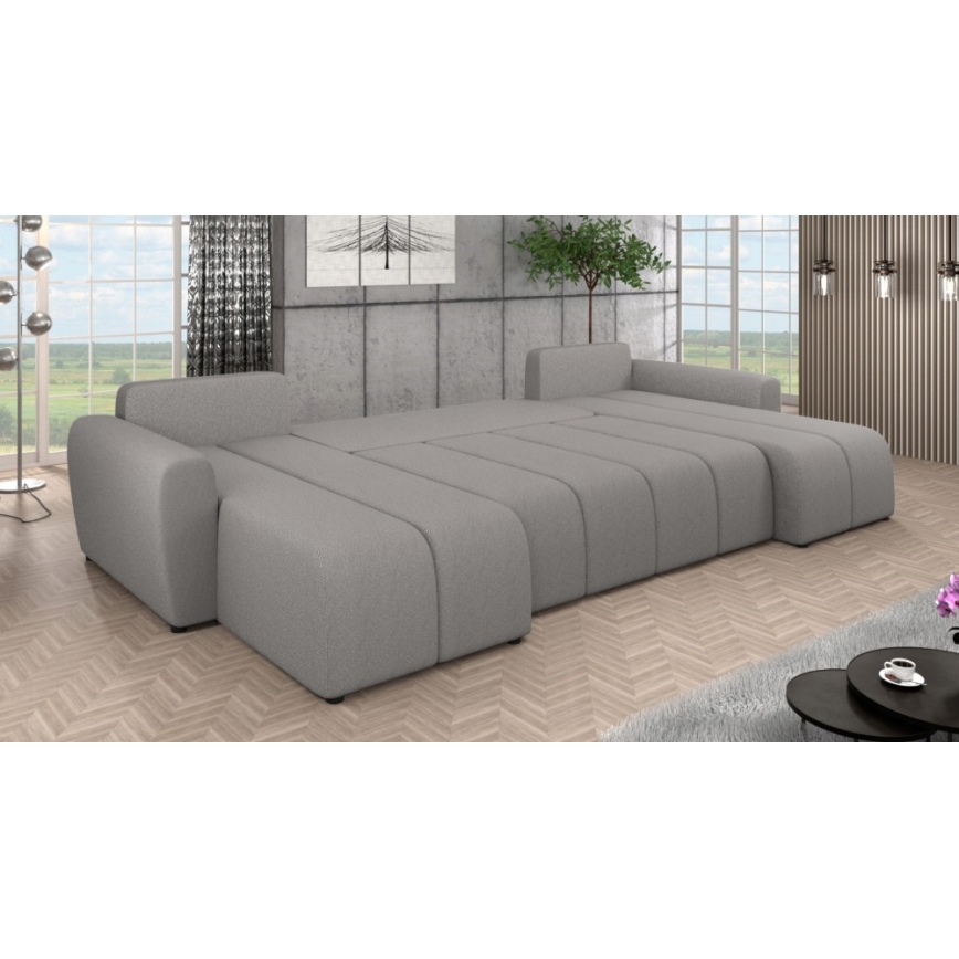 Verhoiltu, monikäyttöinen U-muotoinen avattava sohva NEWPORT, harmaa