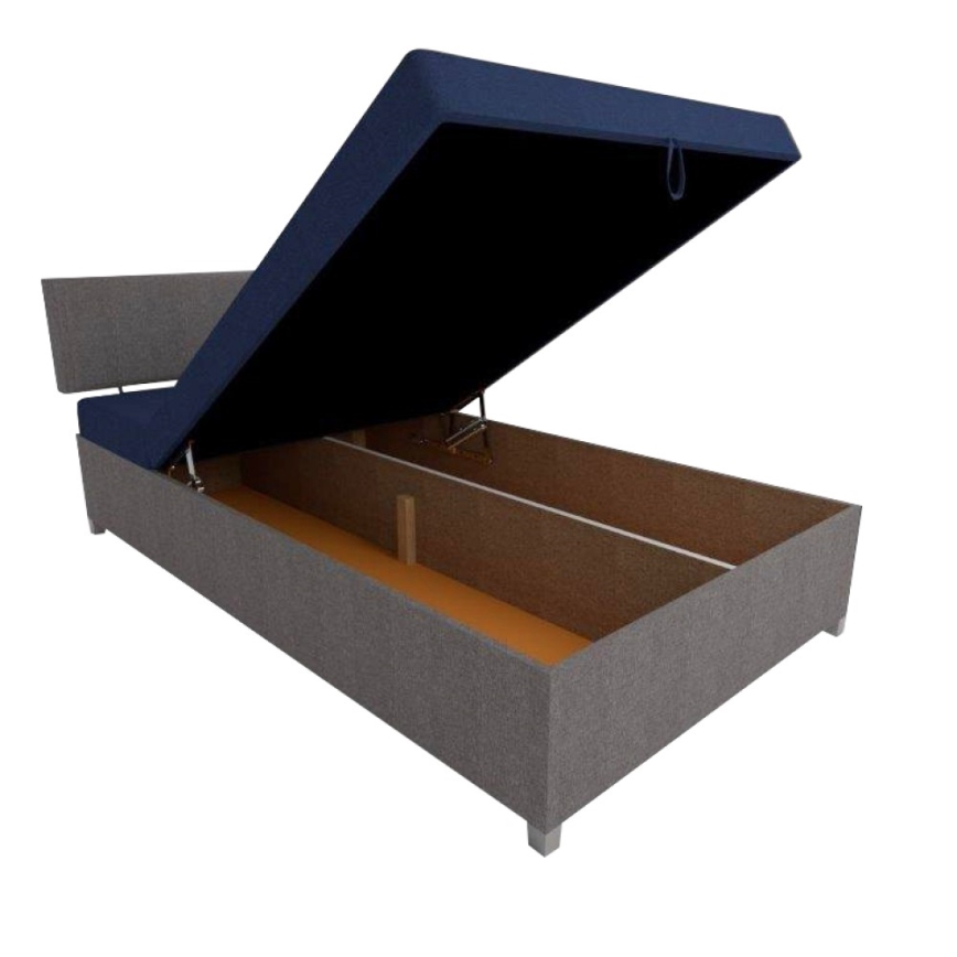 Verhoiltu päiväsänky säädettävällä selkänojalla ja säilytystilalla DALLAS 108x205 cm harmaa/sininen