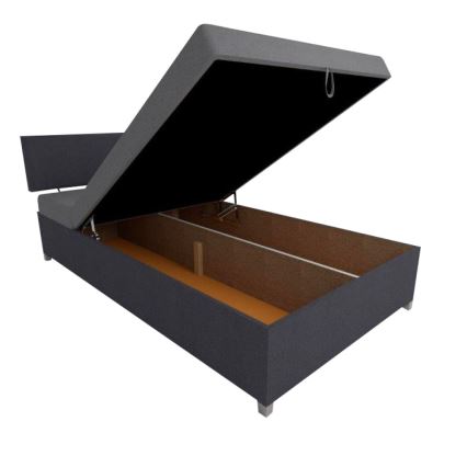 Verhoiltu päivävuode DALLAS 108x205 cm, säädettävällä asennolla ja säilytystilalla, harmaa/antrasiitti