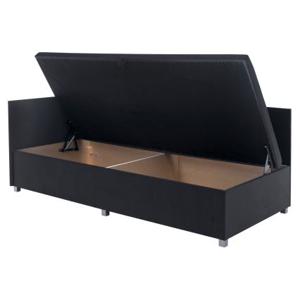 Verhoiltu divaanivuode käännettävällä päädyllä ja säilytystilalla AMSTERDAM 90x200 cm harmaa