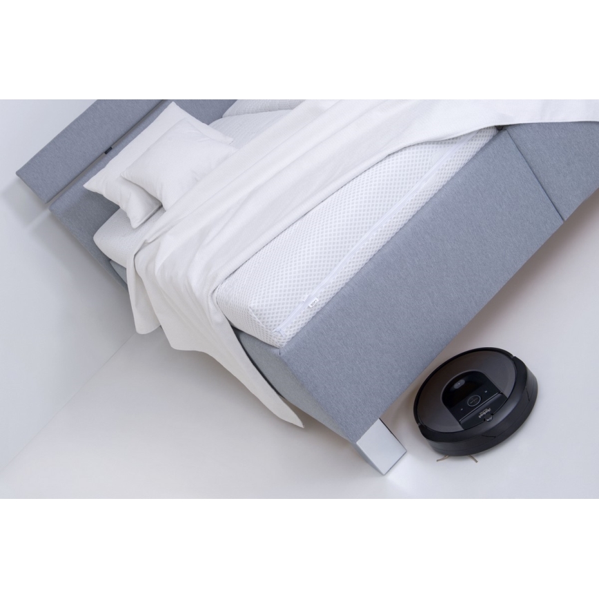 Verhoiltu sängynrunko ALIS 160x200 cm, säilytystilalla, ilman patjaa, vaaleanharmaa