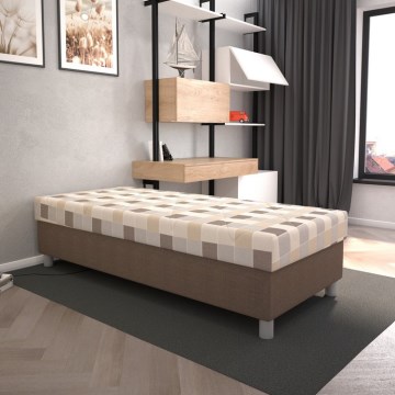 Verhoiltu sänky GEORGE 90x200 cm, säilytystilalla ja patjalla, ruskea