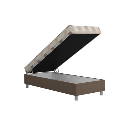 Verhoiltu sänky GEORGE 90x200 cm, säilytystilalla ja patjalla, ruskea