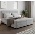 Verhoiltu sänky ISABEL 180x200 jousipatjalla ja säilytystilalla, vaaleanharmaa