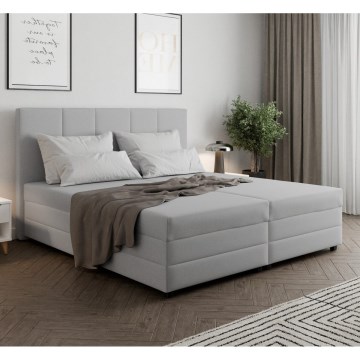 Verhoiltu sänky jousitetulla patjalla ja säilytystilalla ISABEL 160x200 vaaleanharmaa
