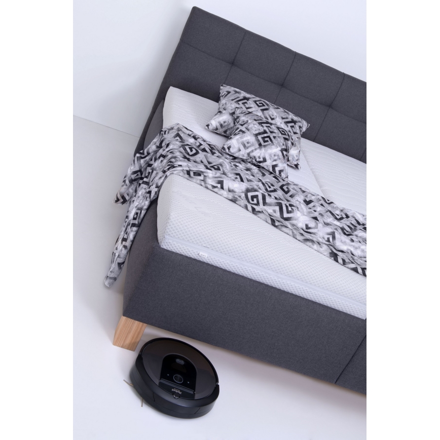 Verhoiltu sänky MARIA 180x200 cm, patja ja säilytystila, harmaa