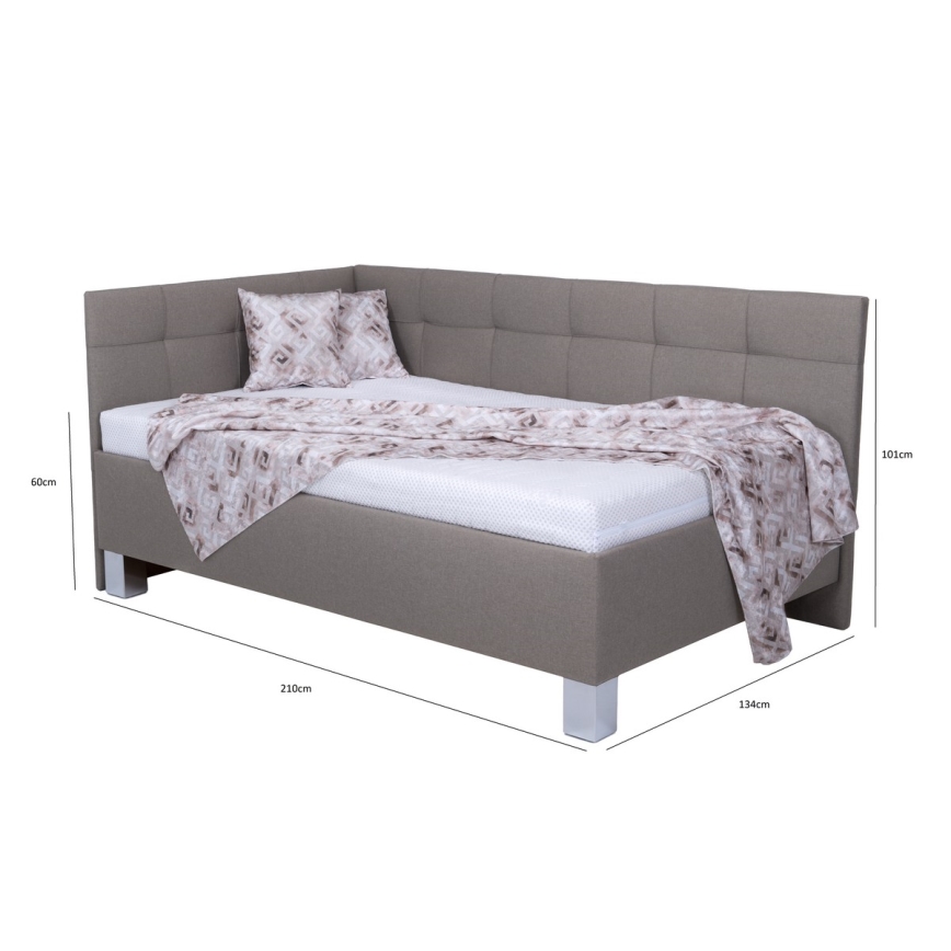 Verhoiltu sänky MARIA PETITE 120x200 cm säilytystilalla ilman patjaa, taupe