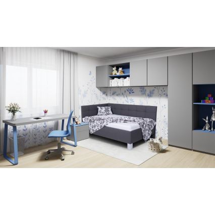 Verhoiltu sänky säilytystilalla ilman patjaa MARIA PETITE 120x200 cm harmaa