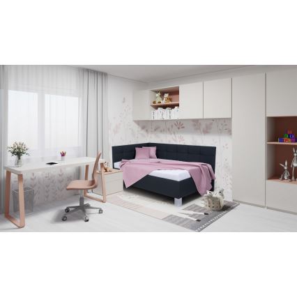 Verhoiltu säilytystilallinen sängynrunko MARIA PETITE 120x200 cm, ilman patjaa, antrasiitti