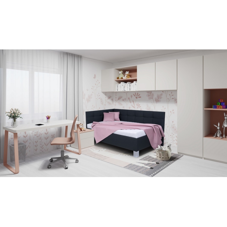 Verhoiltu säilytystilallinen sängynrunko MARIA PETITE 120x200 cm, ilman patjaa, antrasiitti
