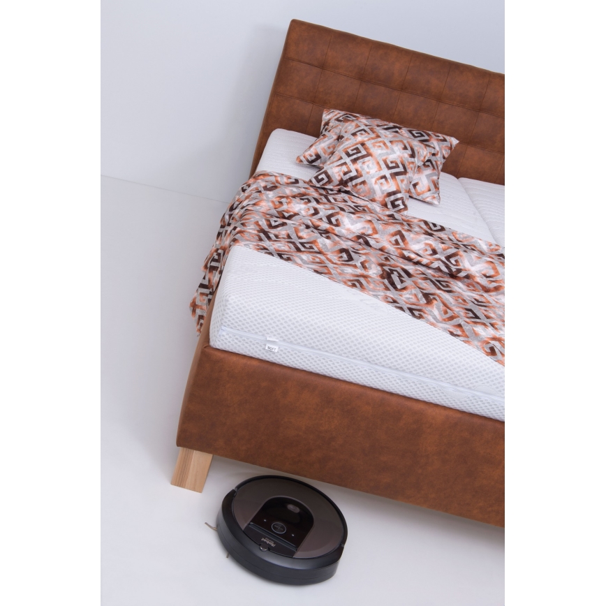 Verhoiltu sänky säilytystilalla ilman patjaa VIOLET 160x200 cm konjakinruskea