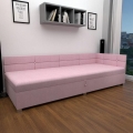 Verhoiltu vuode monikäyttöisellä päädyllä ja säilytystilalla AMSTERDAM 90x200 cm vaaleanpunainen