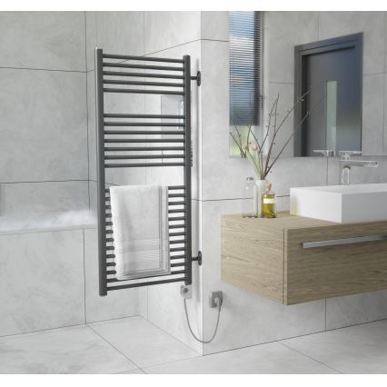 Vertaduro - Kylpyhuoneen pyyhekuivain termostaatilla MEG 600W 118x50 cm antrasiitti