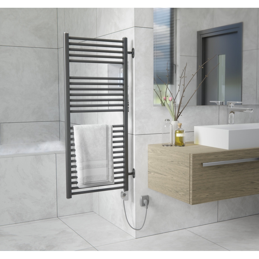 Vertaduro - Kylpyhuoneen pyyhekuivain termostaatilla MEG 600W 118x50 cm antrasiitti