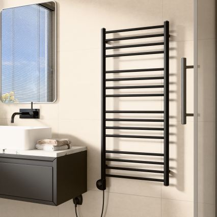 Vertaduro - Kylpyhuoneen pyyhekuivain termostatilla SIMONE 400W 114x50 cm musta