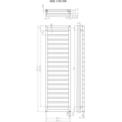 Vertaduro - Kylpyhuonepatteri termostaatilla ADEL 600W 172x50 cm valkoinen