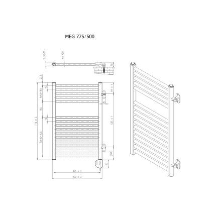 Vertaduro - Kylpyhuonepatteri termostaatilla MEG 400 W 78 x 50 cm antrasiitti