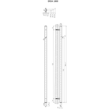 Vertaduro - Kylpyhuoneradiatori termostaatilla ERDA 400W 180x5 cm valkoinen
