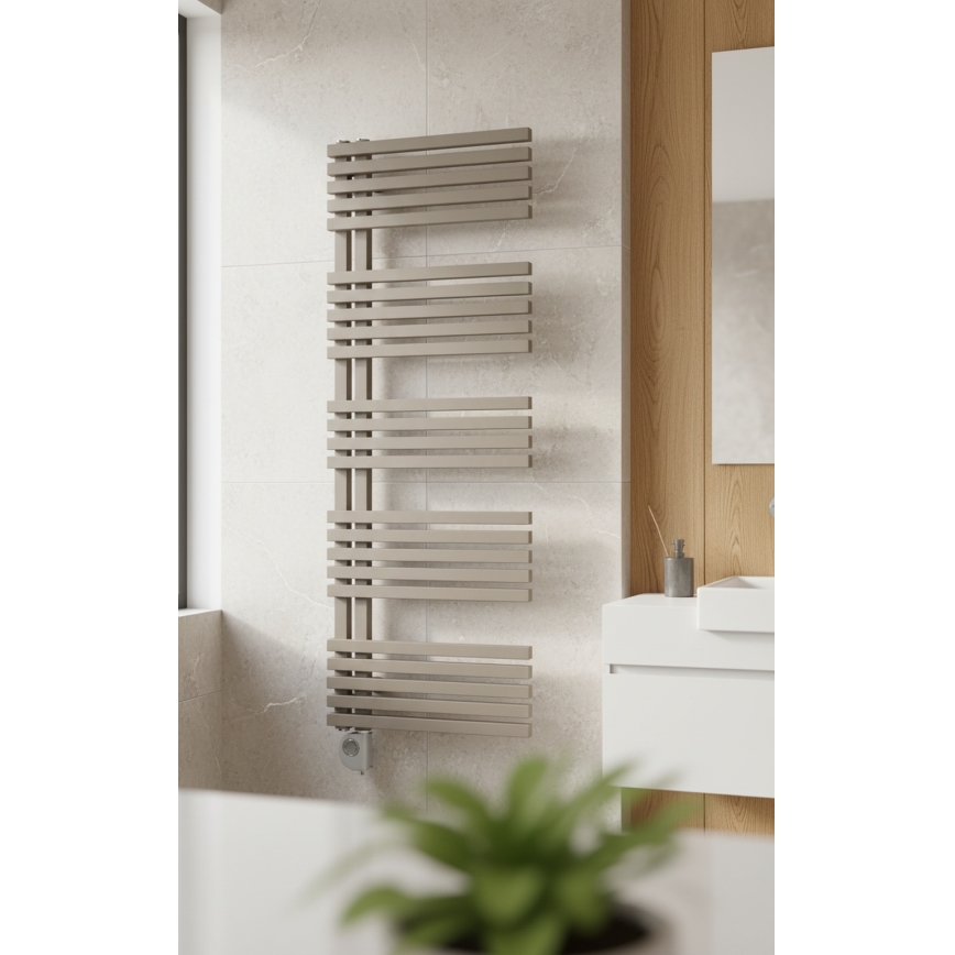 Vertaduro - MICHELLE sähköinen kylpyhuonepatteri termostaatilla 600W 129x50 cm taupe