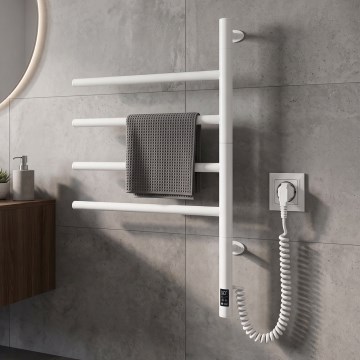 Vertaduro - Sähköinen kääntyvä pyyhekuivain termostaatilla ARA 60W/230V 65x49 cm IP44 valkoinen
