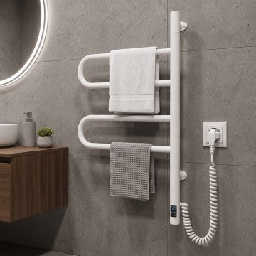 Vertaduro - Sähköinen kääntyvä pyyhekuivain termostaatilla ELA 60W/230V 65x49 cm IP44 valkoinen