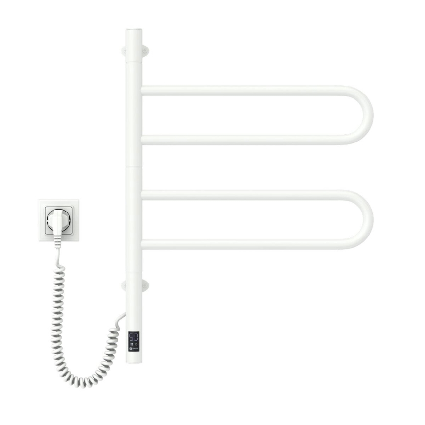 Vertaduro - Sähköinen kääntyvä pyyhekuivain termostaatilla ELA 60W/230V 65x49 cm IP44 valkoinen
