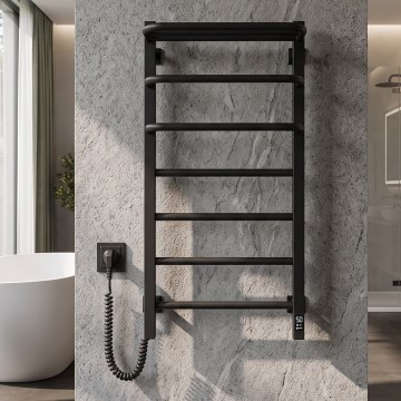 Vertaduro - Sähköinen pyyhekuivain termostaatilla DOR 155W/230V 80x48 cm IP44 musta vasen