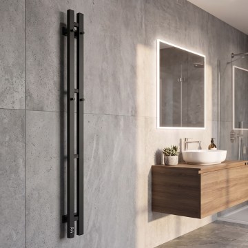 Vertaduro - Sähköinen pyyhekuivain termostaatilla VEO 70W/230V 120x9 cm IP44 musta oikea