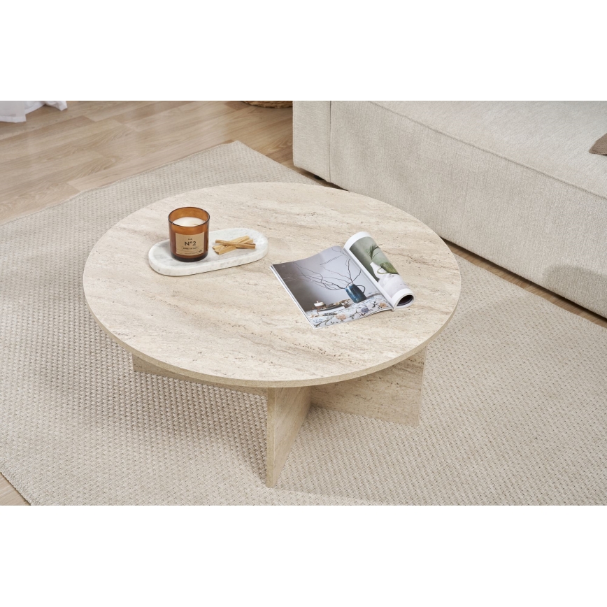 VERUM-sohvapöytä, halkaisija 90 cm, beige