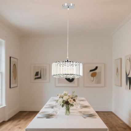 VETRO-riippuvalaisin johdolla 1xE27/60W/230V, kiiltävä kromi